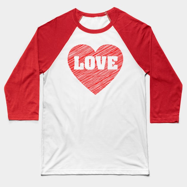 Love Heart Scribble Baseball T-Shirt by Sanu Designs